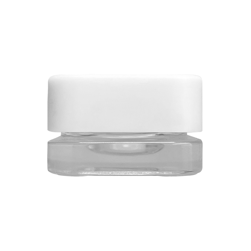 Square Clear Glass Cosmetic Jar with White Plastic Lid, Small Glass Jar for Cream Sample - Image 4
