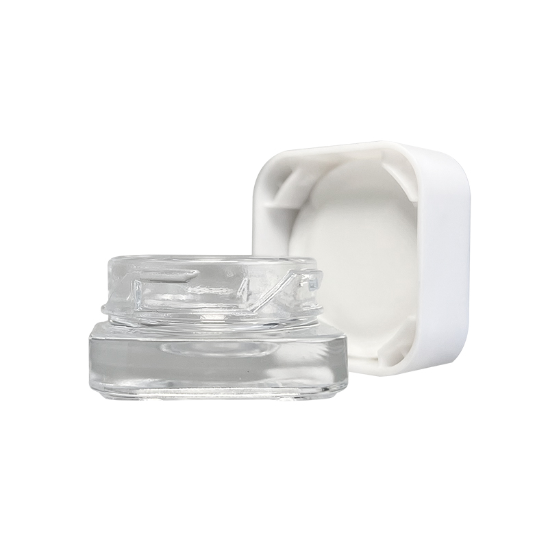 Square Clear Glass Cosmetic Jar with White Plastic Lid, Small Glass Jar for Cream Sample - Image 3