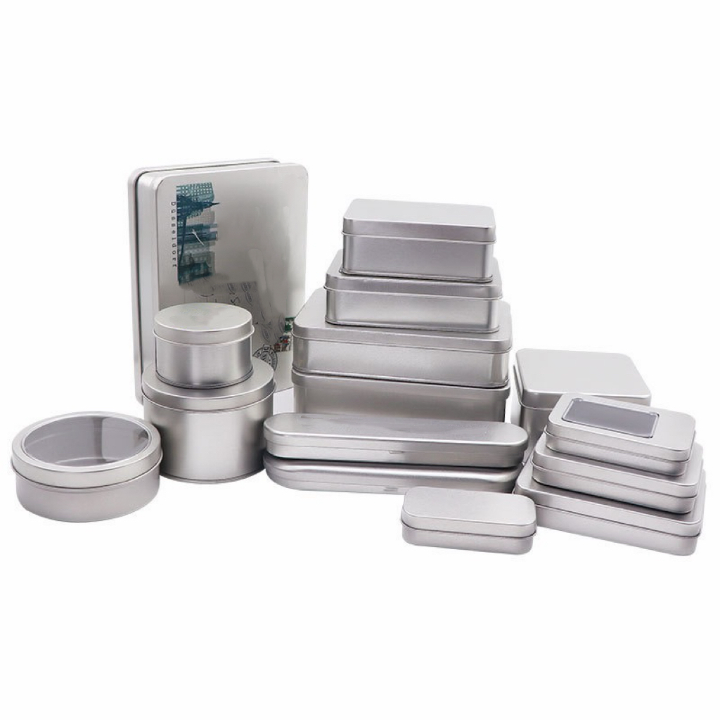 Hinged Rectangular Metal Tin Box, Blank Small Hinge Tin Container for Candy & Tool Storage
