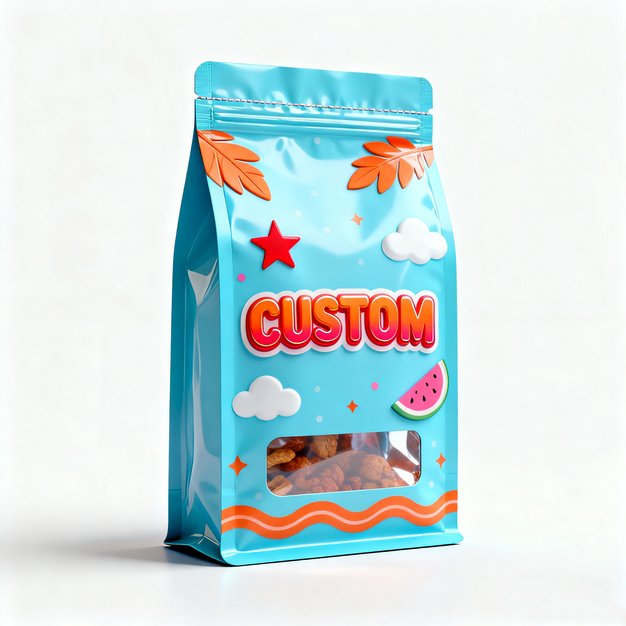 Custom Printed Stand Up Pouch with Zipper, Food Grade Resealable Plastic Stand Up Bag for Chocolate Snack Packaging - Image 7